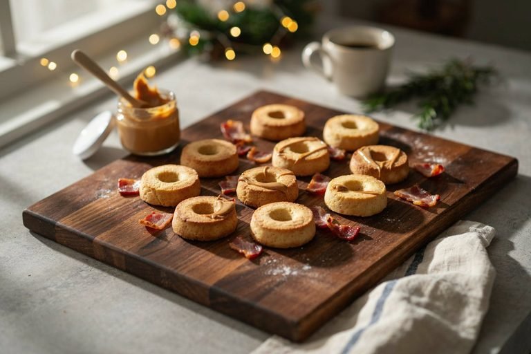 Peanut Butter Bacon Doggie Donuts