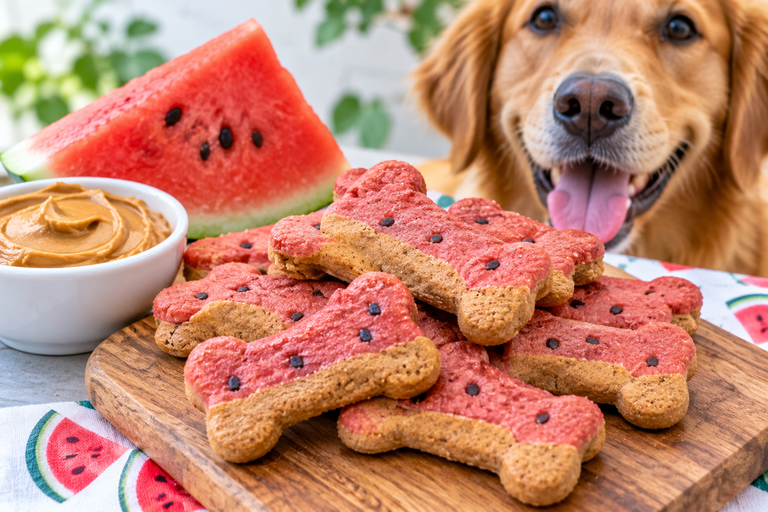 Watermelon Peanut Butter Dog Treats