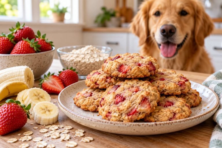 Strawberry Banana Cookies for Dogs (Very Easy Recipe)