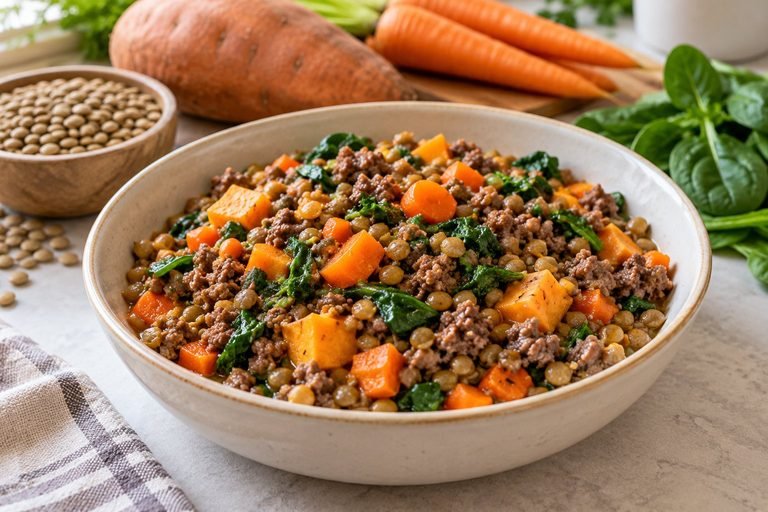 Ground Beef and Lentil Copycat Dog Food with a Protein Punch