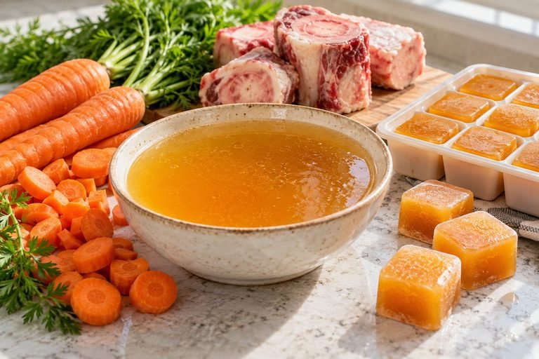 How to Make Carrot Frozen Bone Broth for Dogs